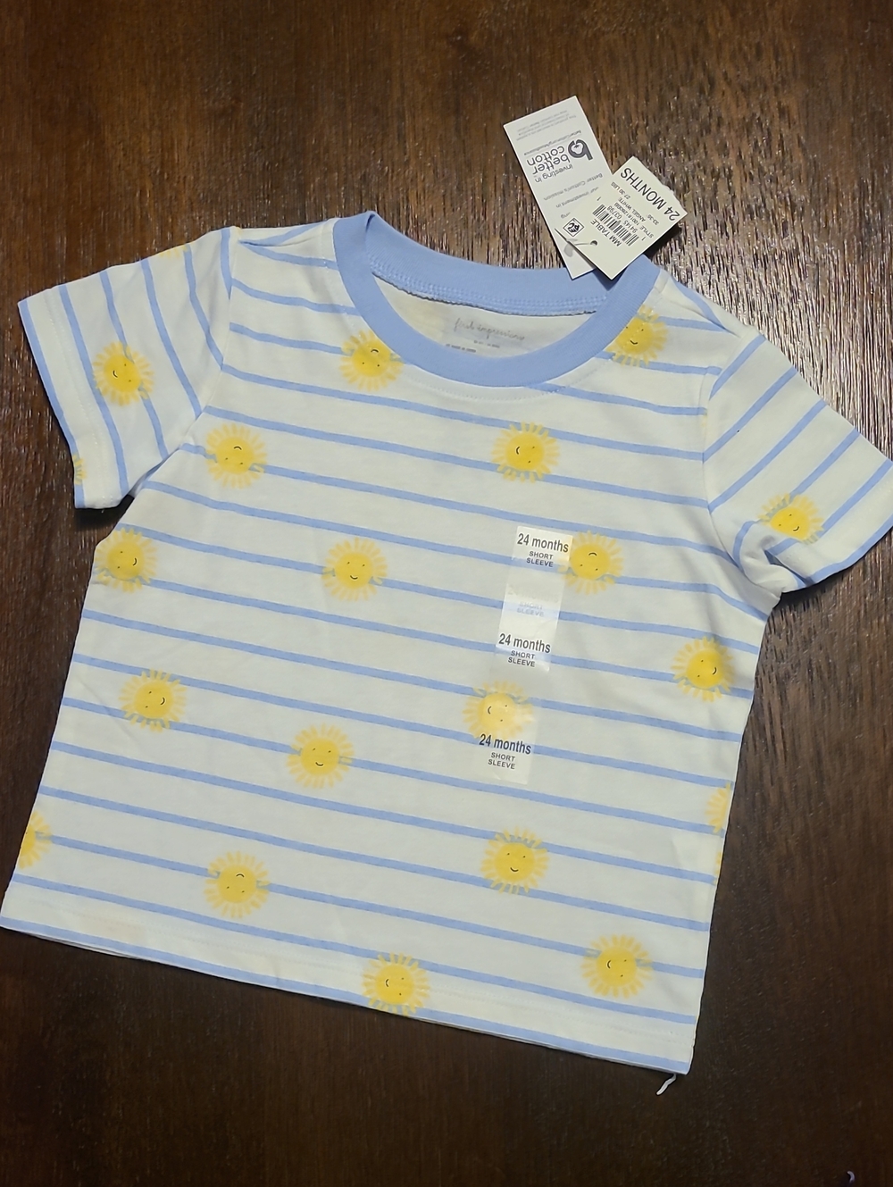 First Impressions NWT Light Blue & White Striped Sun Tee - 24 Months